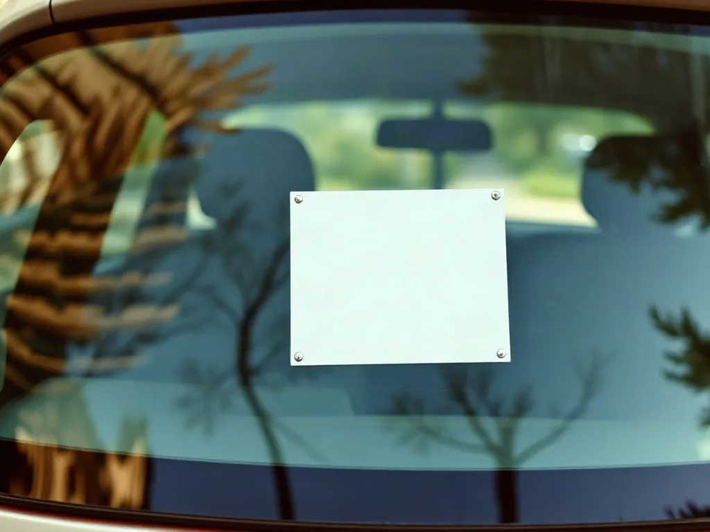 Pannello bianco applicato al lunotto posteriore di un'auto