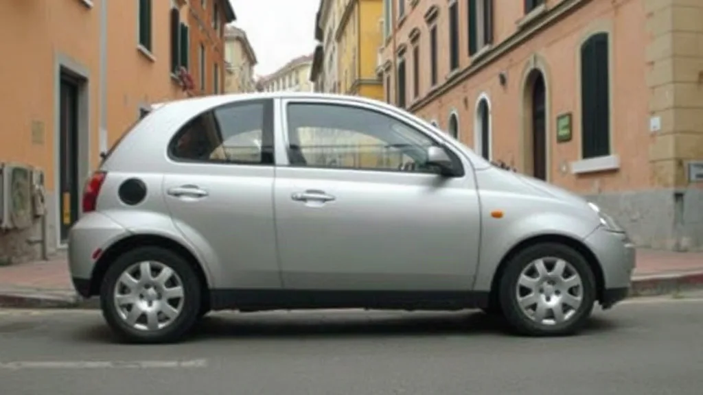 Fiancata di una piccola utilitaria parcheggiata lungo la strada