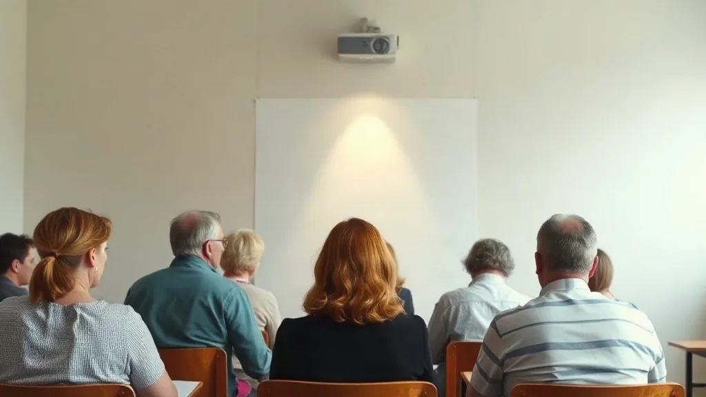 Persone sedute di spalle in aula davanti allo schermo del proiettore